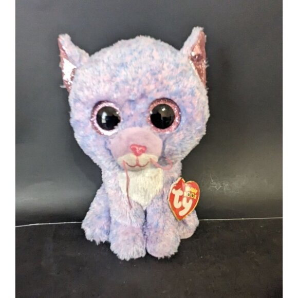 Ty Beanie Boos Cassidy The 6" Purple Cat Stuffed Animal Toy Plush - Picture 1 of 7